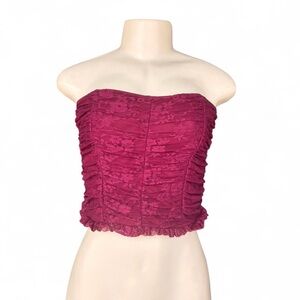 Urban Renewal Strapless Lace-Trim Cropped Top - Berry